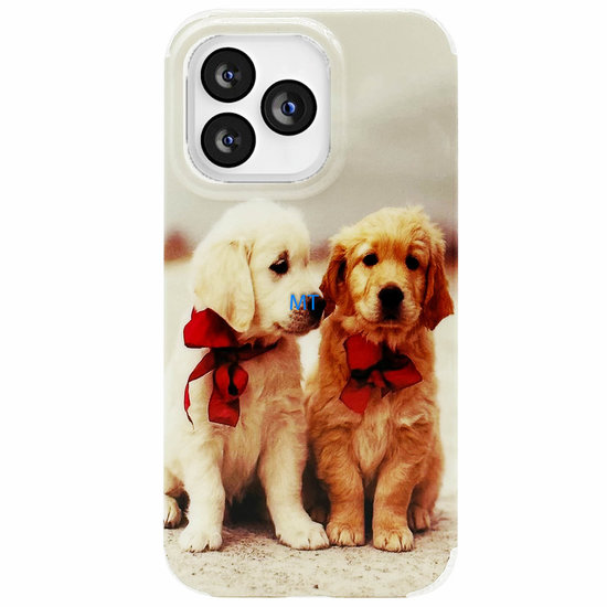 GREEN ON Print Silicone Case Anti Shock Twin Pups IPhone 13 Pro