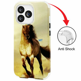 GREEN ON Print Silicone Case Anti Shock Brown Horse IPhone 13 Pro