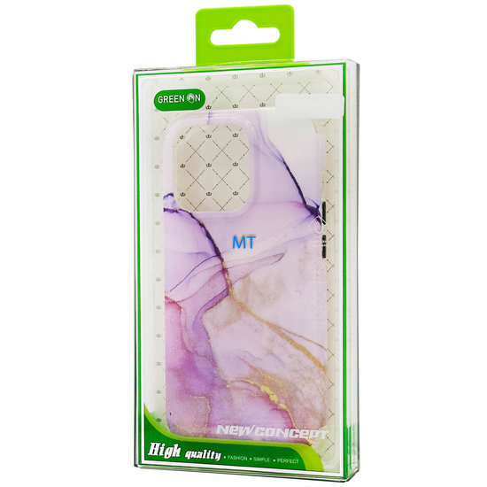 GREEN ON Print Silicone Case Anti Shock Purple Marble IPhone 13 Pro