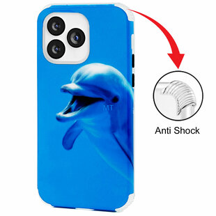 GREEN ON Print Silicone Case Anti Shock Dolphin IPhone 14