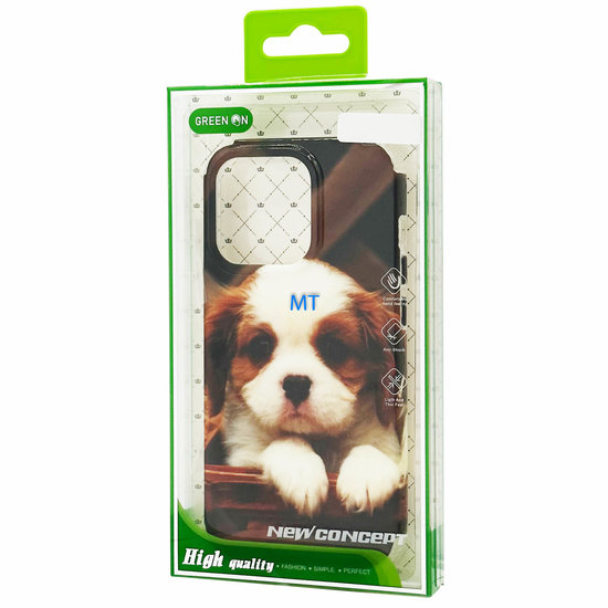 GREEN ON Print Silicone Case Anti Shock Basket Dog IPhone 14