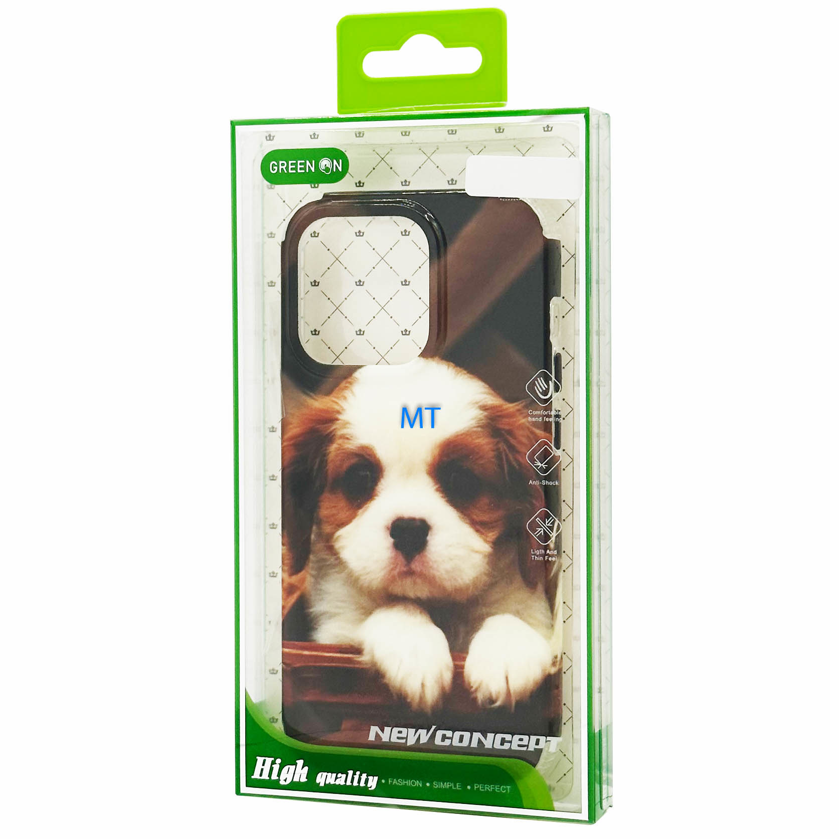GREEN ON Print Silicone Case Anti Shock Basket Dog IPhone 14, foto 2 van 3
