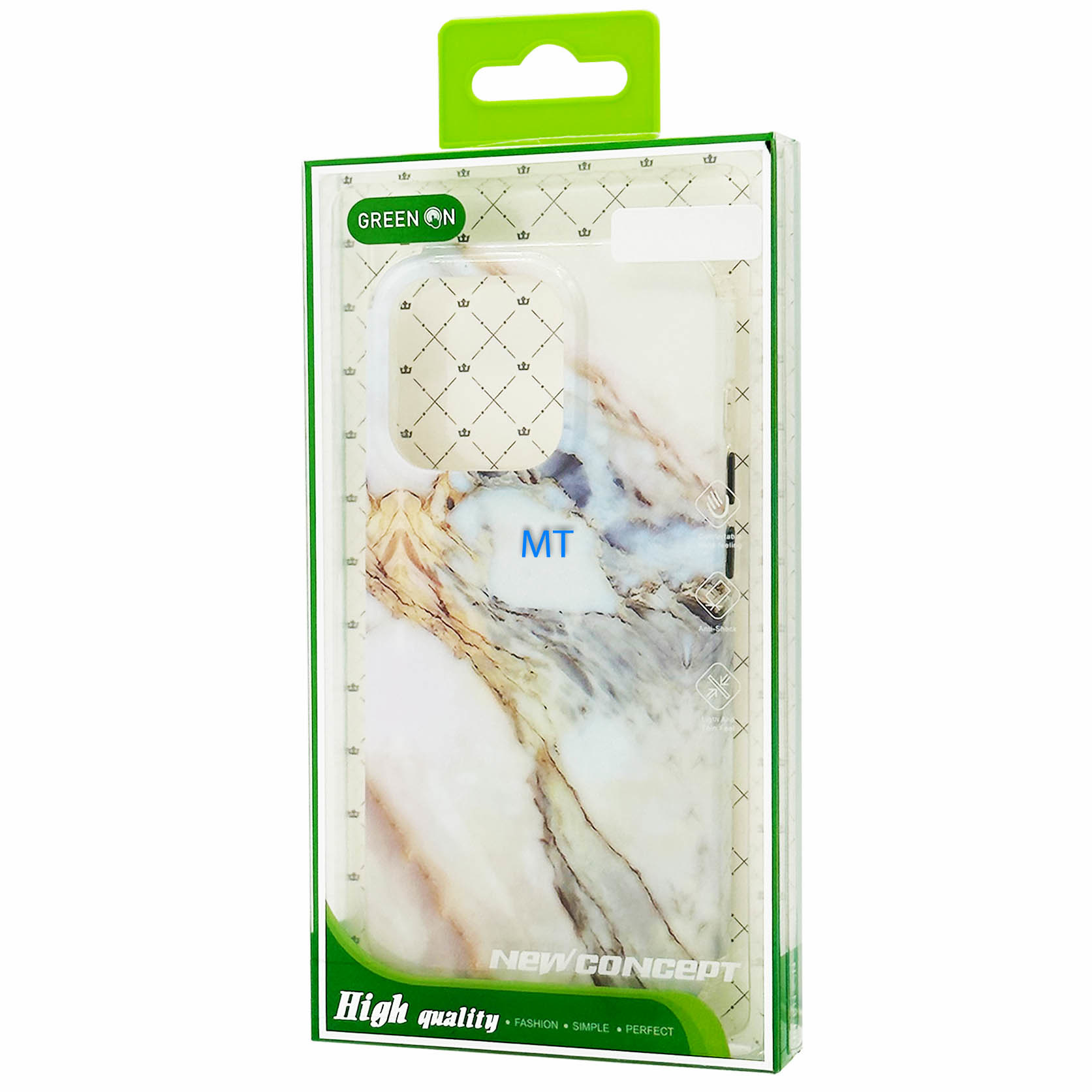 GREEN ON Print Silicone Case Anti Shock Marble IPhone 14, foto 2 van 3
