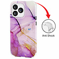 GREEN ON Print Silicone Case Anti Shock Purple Marble IPhone 14