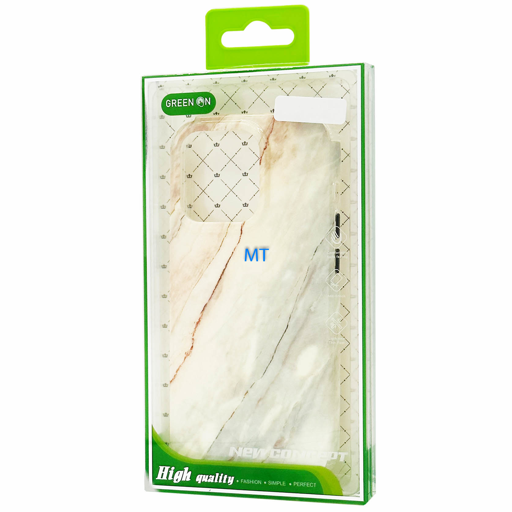 GREEN ON Print Silicone Case Anti Shock Red Line Marble IPhone 14, foto 2 van 3