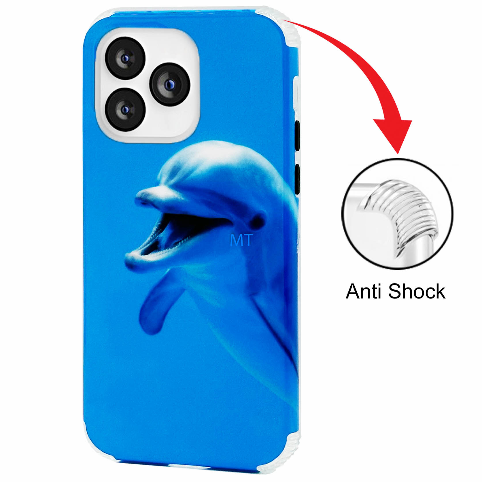 GREEN ON Print Silicone Case Anti Shock Dolphin IPhone 14 Pro