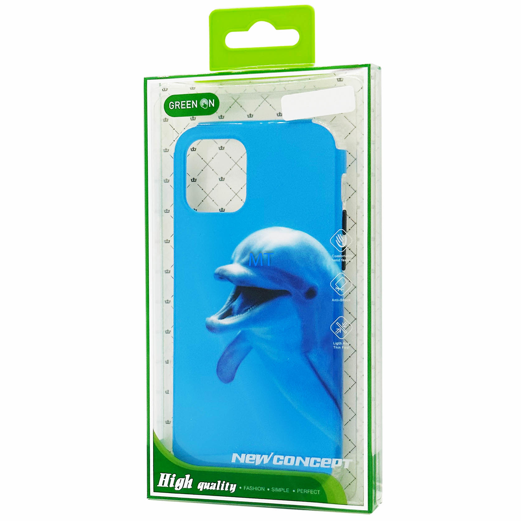 GREEN ON Print Silicone Case Anti Shock Dolphin IPhone 14 Pro, foto 2 van 3