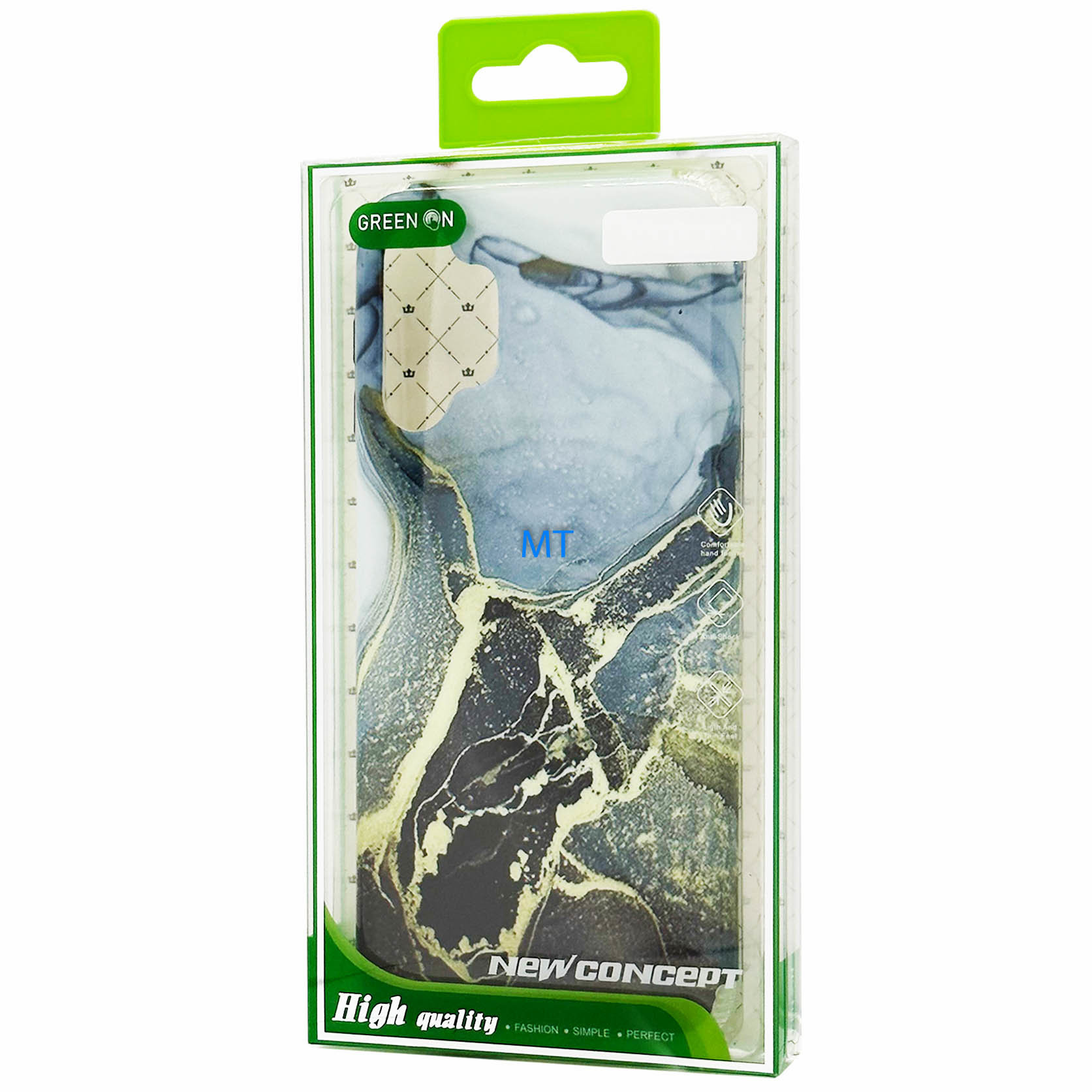 GREEN ON Print Silicone Case Anti Shock Blue Marble IPhone 14 Pro, foto 2 van 3