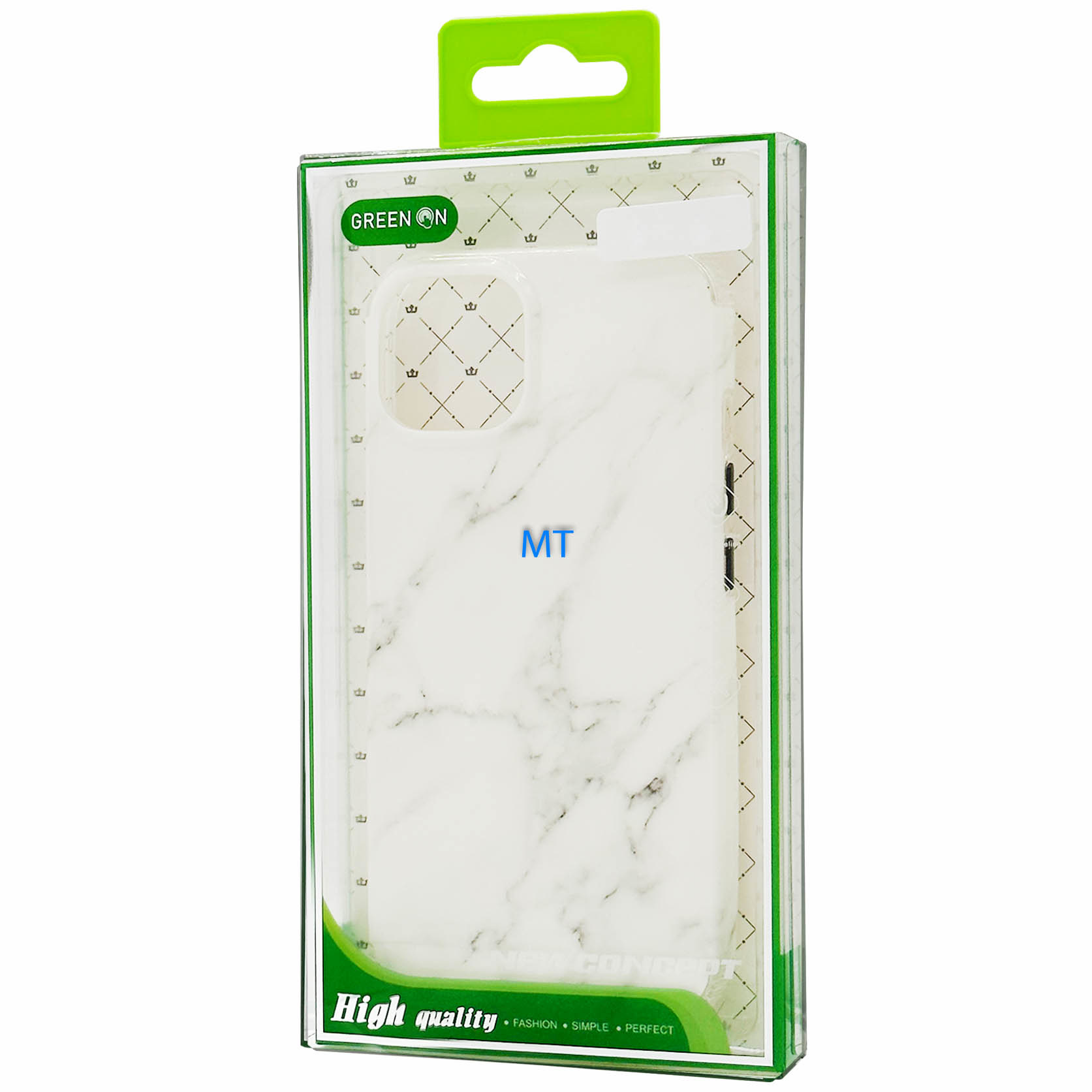GREEN ON Print Silicone Case Anti Shock Gray Line Marble IPhone 14 Pro, foto 2 van 3