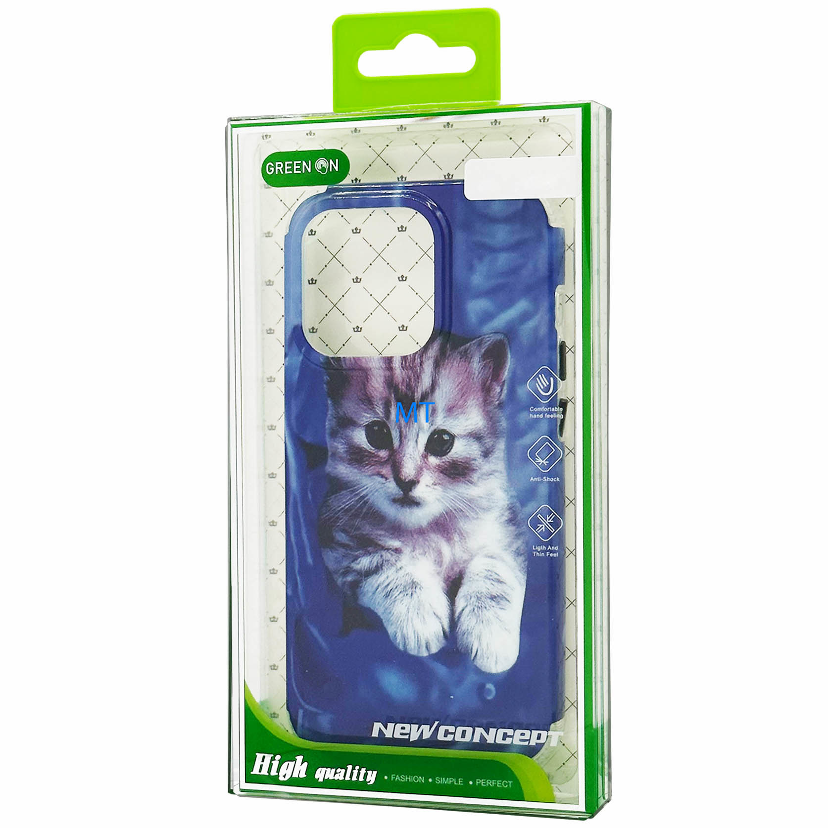 GREEN ON Print Silicone Case Anti Shock Pocket Cat IPhone 14 Pro Max, foto 2 van 3