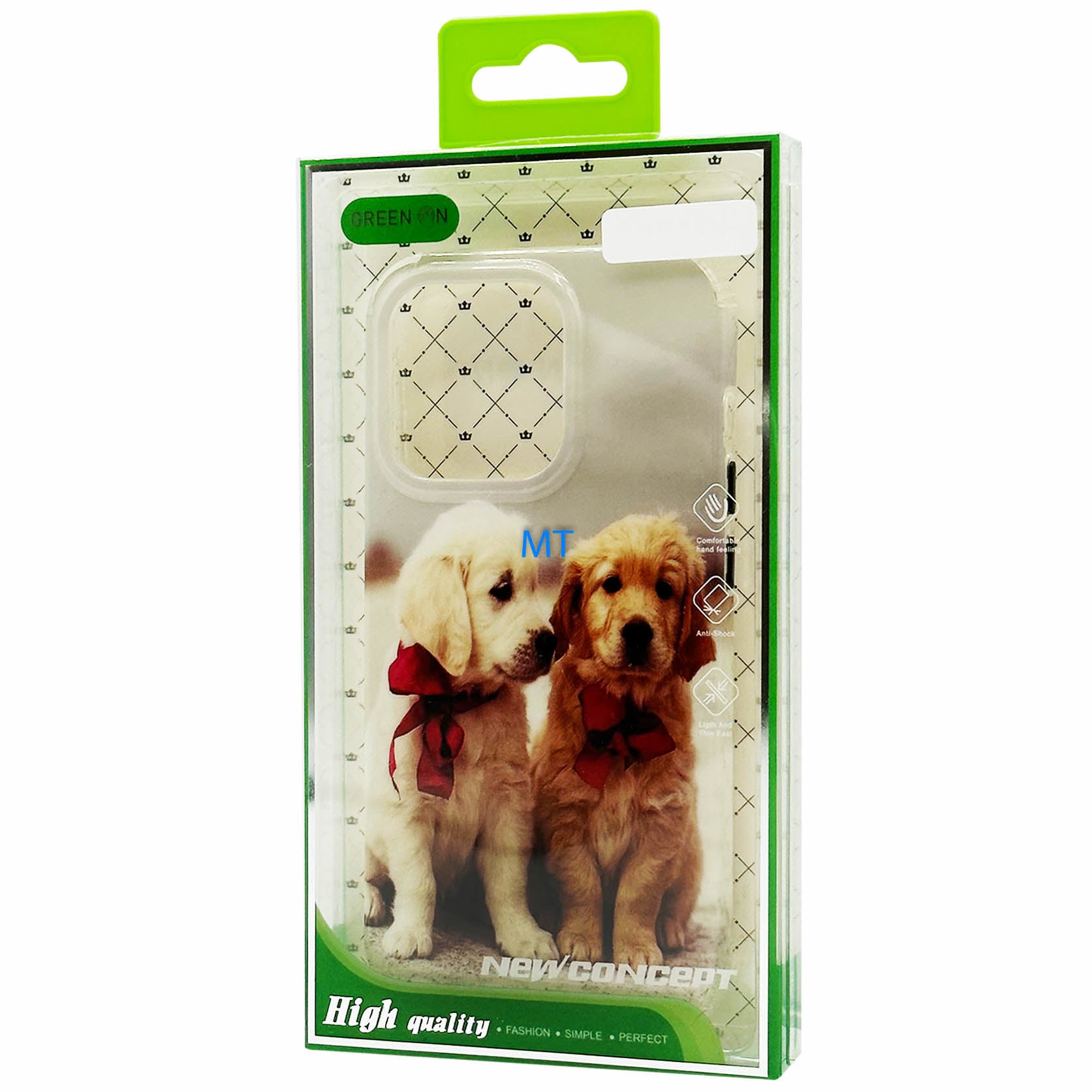 GREEN ON Print Silicone Case Anti Shock Twin Pups IPhone 14 Pro Max, foto 2 van 3