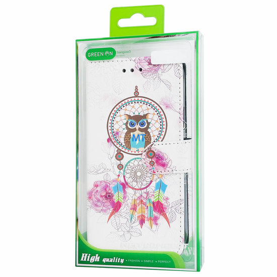 GREEN ON 3D Print Wallet Case OWL Feather IPhone 14, foto 2 van 6