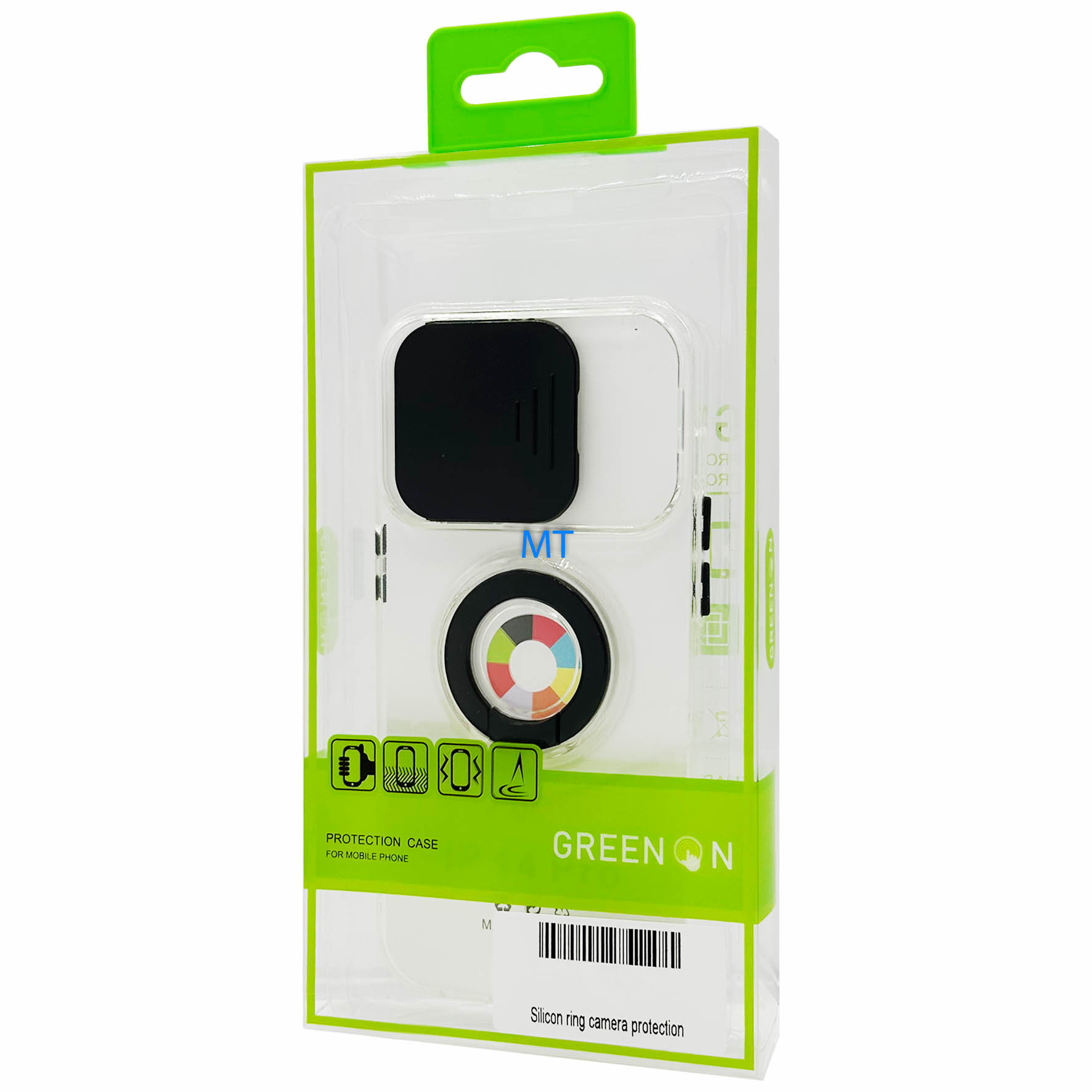 GREEN ON Silicone Ring Camera Protection Case For IPhone 14, foto 2 van 5