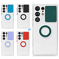 GREEN ON Silicone  Ring Camera Protection Case For IPhone 14 Pro