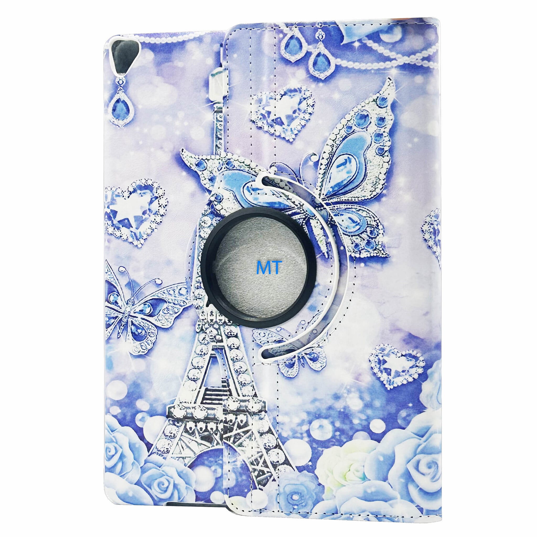 360 Rotation Print Blue Butterfly Case For IPad 9.7-Inch 2017/2018 IPad Air 2013/2014, foto 2 van 3