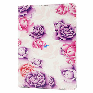 360 Rotation Print Purple Flower Case For IPad 9.7-Inch 2017/2018 IPad Air 2013/2014