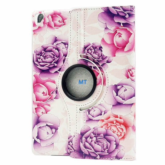 360 Rotation Print Purple Flower Case For IPad Air 4/5 2020/2022