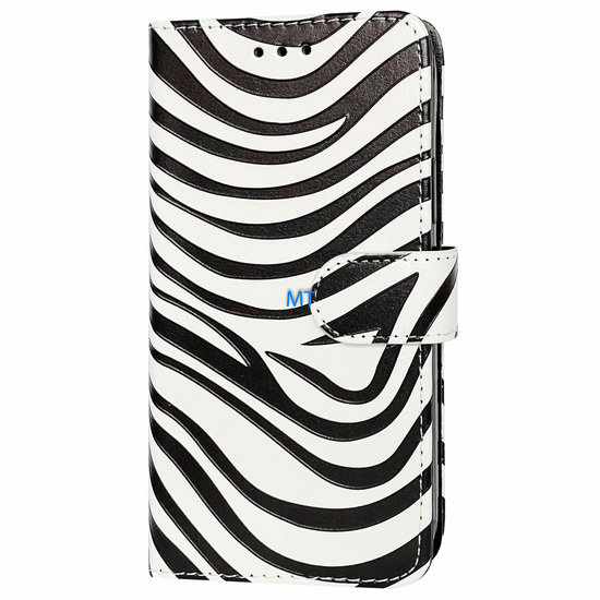 GREEN ON 3D Print Wallet Case Black Zebra Skin IPhone 14 Pro, foto 3 van 6