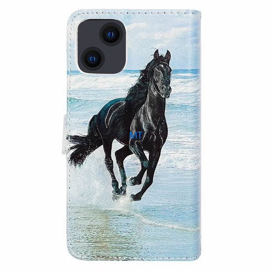 GREEN ON 3D Print Wallet Case Black Horse IPhone 14 Pro Max