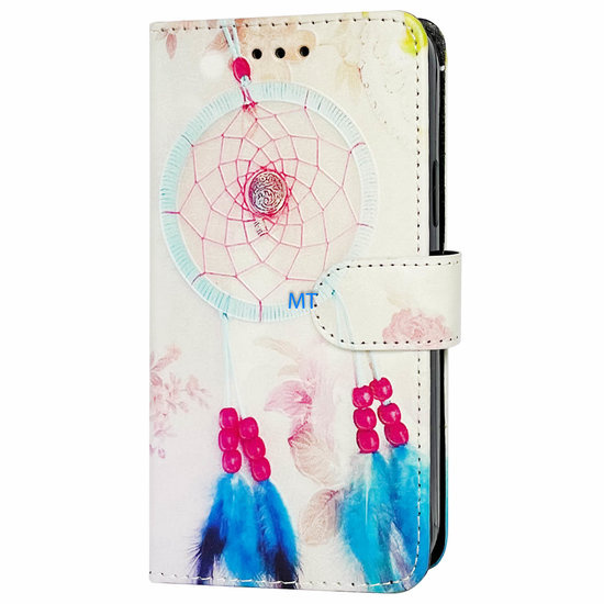 GREEN ON 3D Print Wallet Case Blue Pink Feather Google Pixel 6A, foto 3 van 6