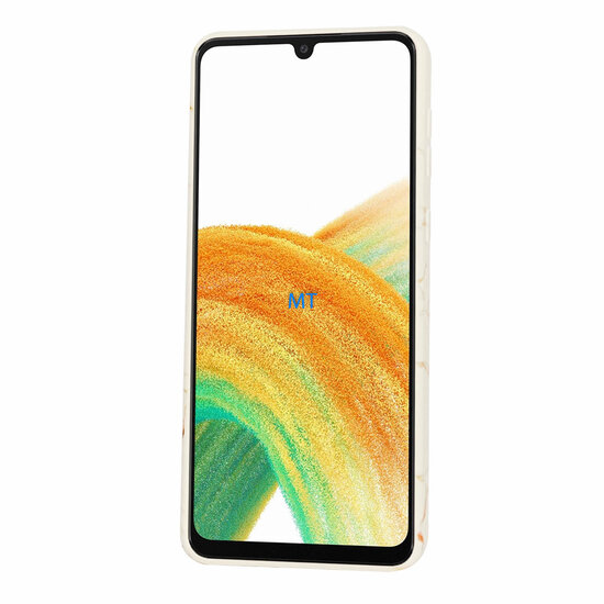 GREEN ON TPU Print Orange Line Marble Galaxy A34