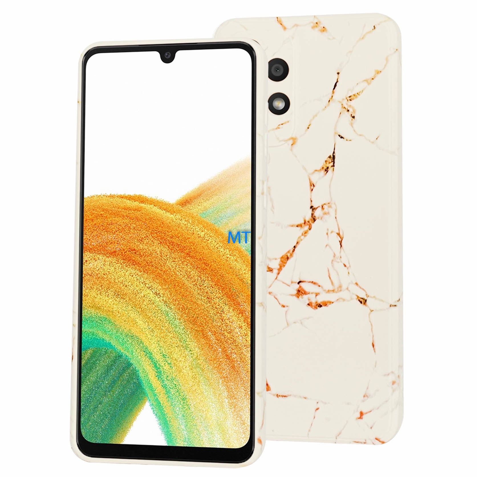 GREEN ON TPU Print Orange Line Marble Galaxy A24 4G, foto 3 van 4