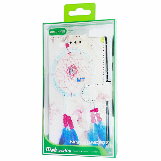 GREEN ON 3D Print Wallet Case Blue Pink Feather Google Pixel 5A, foto 2 van 6