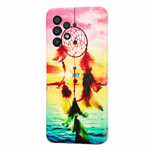 GREEN ON TPU Print Pink Sky Feather Galaxy A34 5G