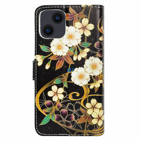 GREEN ON 3D Print Wallet Case White Flowe Xiaomi Redmi 10C, foto 6 van 6