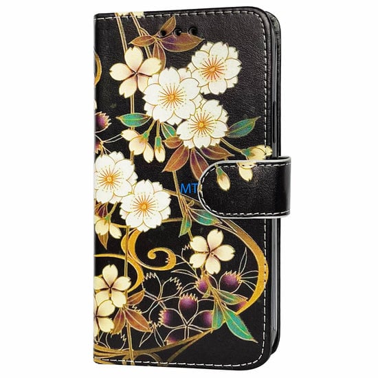 GREEN ON 3D Print Wallet Case White Flower Xiaomi Redmi 10X, foto 3 van 6
