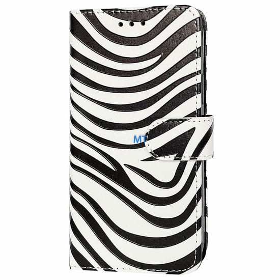 GREEN ON 3D Print Wallet Case Black Zebra Skin Xiaomi Poco M3 Pro, foto 4 van 6