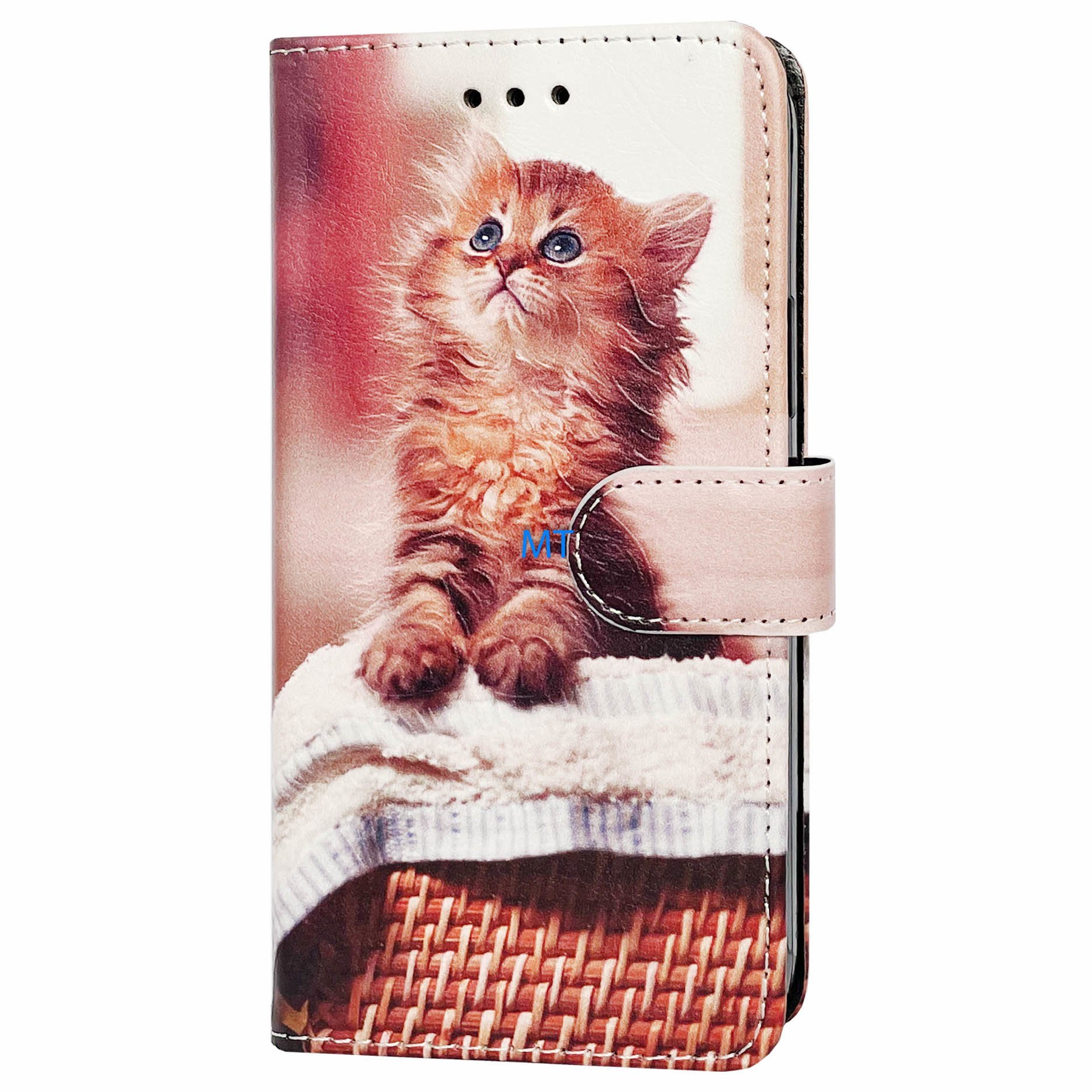 GREEN ON 3D Print Wallet Case Basket Cat Realme C30, foto 3 van 6