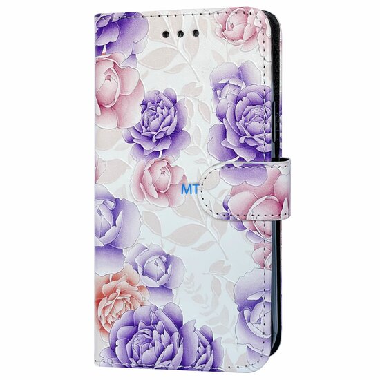GREEN ON 3D Print Wallet Case Purple FLower Realme C30