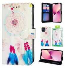 GREEN ON 3D Print Wallet Case Blue Pink Feather Realme Q5i