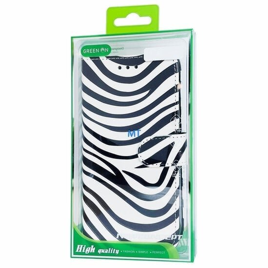 GREEN ON 3D Print Wallet Case Black Zebra Skin Realme C21Y