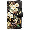 GREEN ON 3D Print Wallet Case White Flower Moto G200 5G