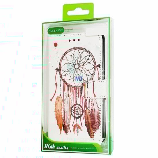 GREEN ON 3D Print Wallet Case Brown Feather Moto G51 5G