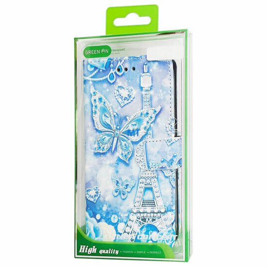 GREEN ON 3D Print Wallet Case Paris Butterfly For Honor 70 Pro