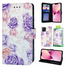 GREEN ON 3D Print Wallet Case Purple FLower Honor 70 Pro