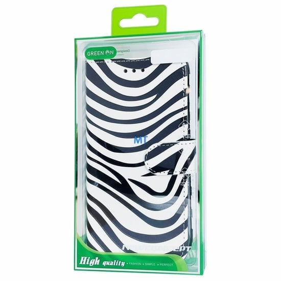 GREEN ON 3D Print Wallet Case Black Zebra Skin Moto E32 / E32s, foto 2 van 6