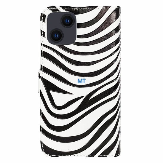 GREEN ON 3D Print Wallet Case Black Zebra Skin Moto E30 / E40, foto 6 van 6