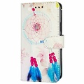 GREEN ON 3D Print Wallet Case Blue Pink Feather Moto E7 Plus