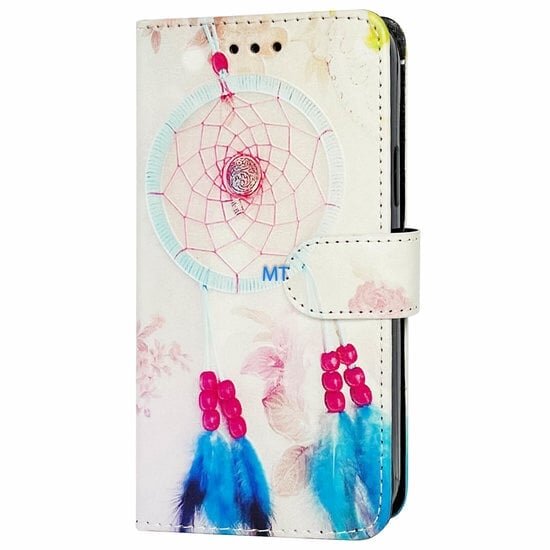 GREEN ON 3D Print Wallet Case Blue Pink Feather Moto E7 Plus