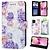 GREEN ON 3D Print Wallet Case Purple FLower Nokia G10