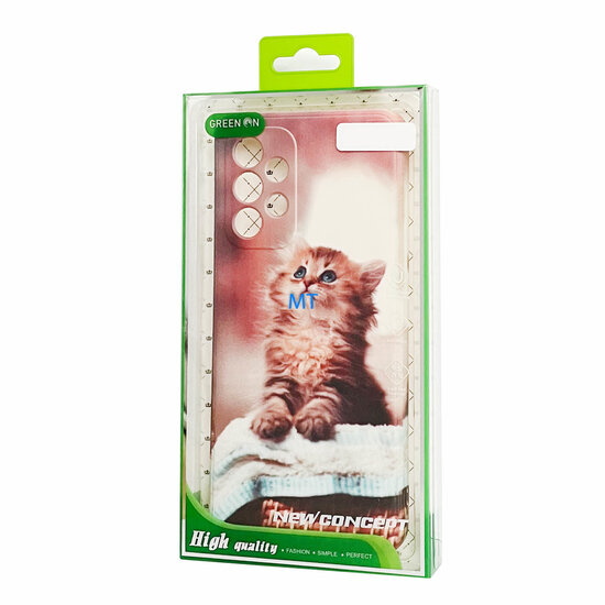 GREEN ON TPU Print Basket Cat For IPhone 15 Pro