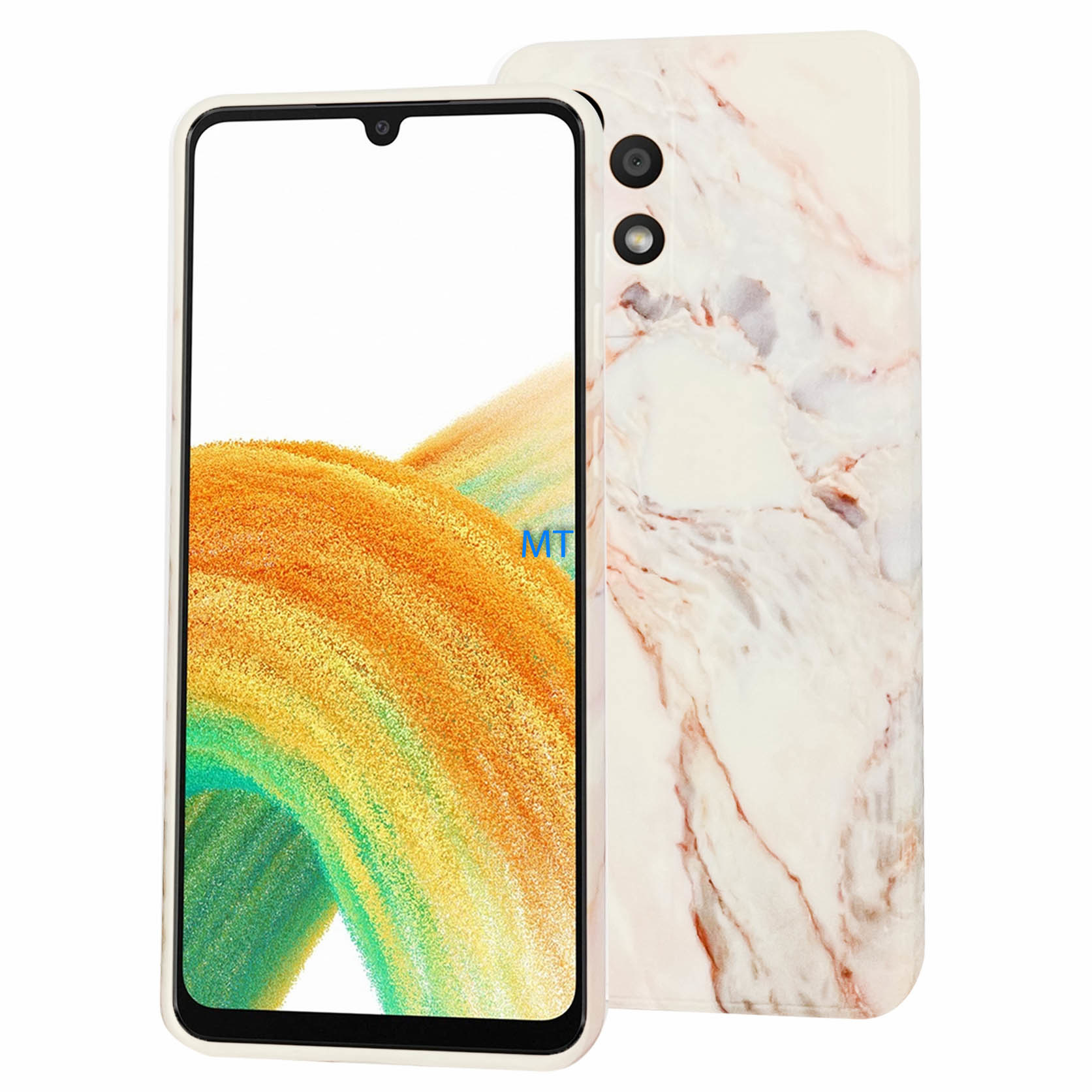 GREEN ON TPU Print White Gray Marble For IPhone 15 Pro, foto 3 van 4
