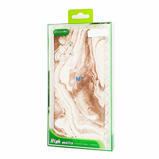 GREEN ON TPU Print Brown Marble For IPhone 15 Pro