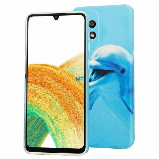 GREEN ON TPU Print Dolphin For IPhone 15