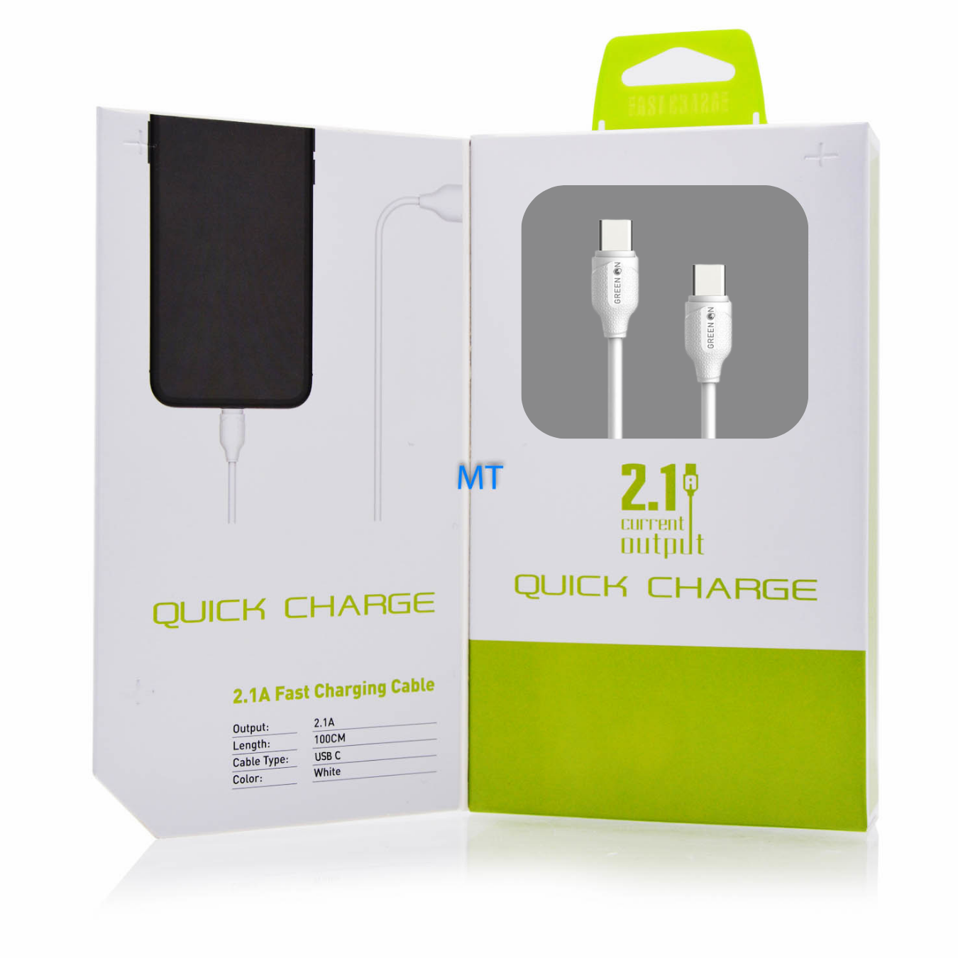 GREEN ON Fast USB-C to USB-C Cable 65W LS372 2M, foto 3 van 3