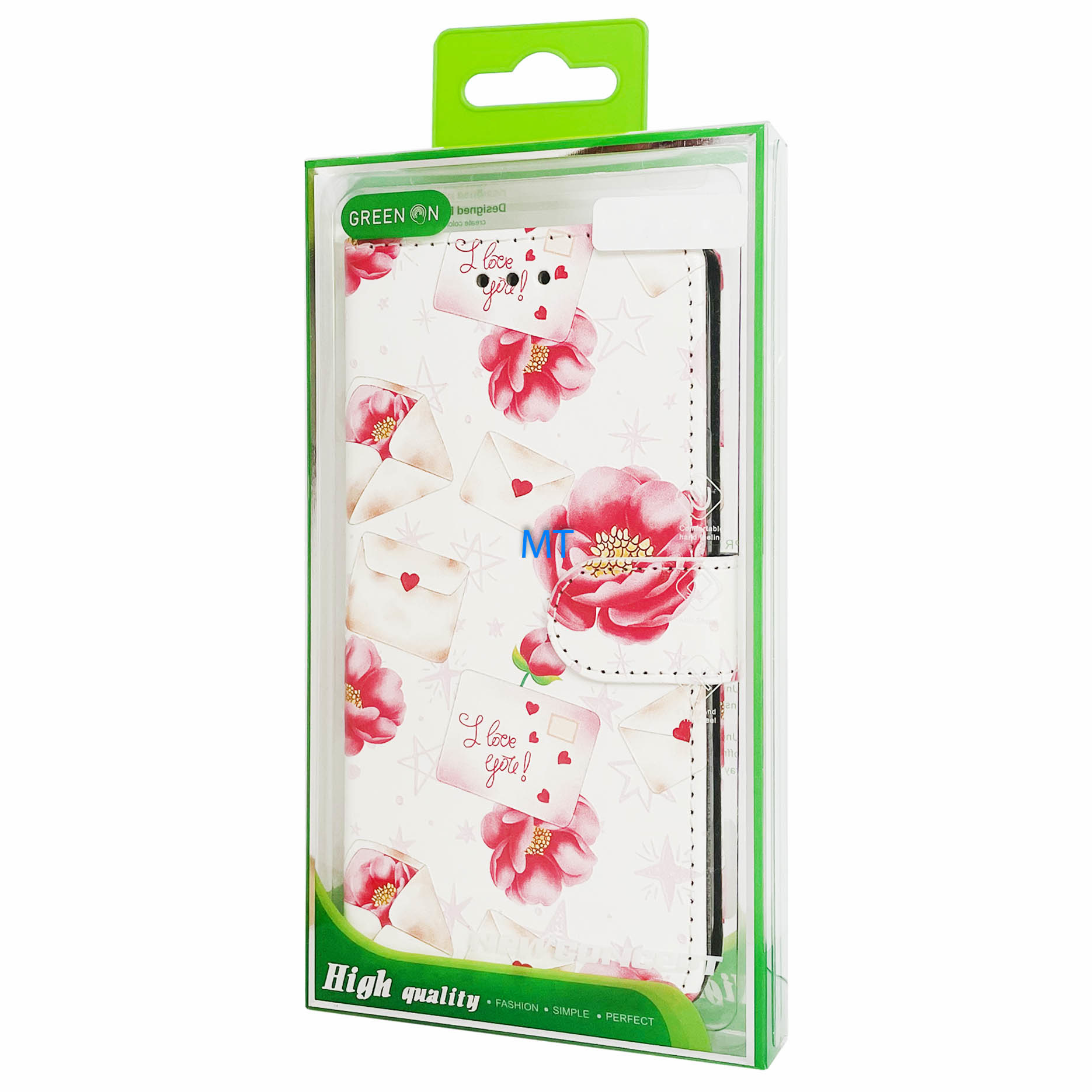 GREEN ON 3D Print Wallet Case Red Flowers IPhone 15 Pro, foto 2 van 6